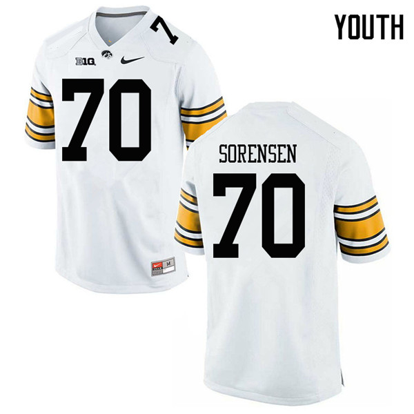 Youth #70 Kyle Sorensen Iowa Hawkeyes College Football Jerseys Sale-White